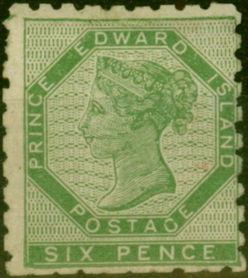 Collectible Postage Stamp Prince Edward Islands 1861 6d Yellow-Green SG4 P.9 Good MM Scarce