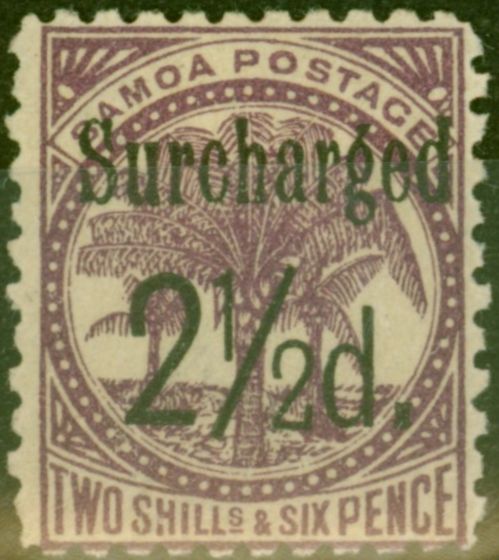 Collectible Postage Stamp from Samoa 1898 2 1/2d on 2s6d Dp Purple SG87 Fine Mtd Mint (5)