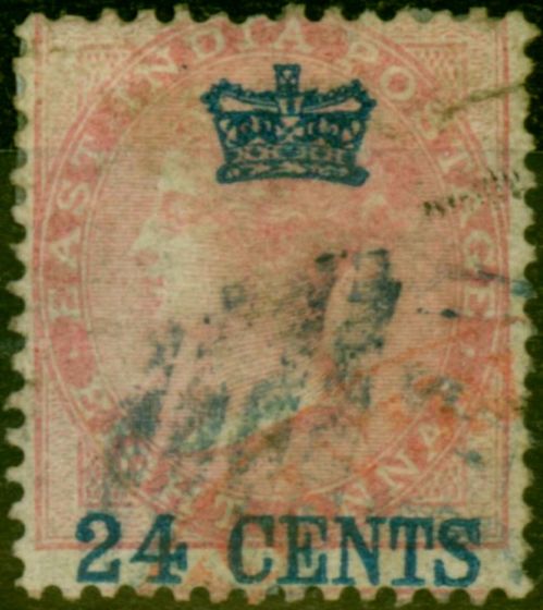 Valuable Postage Stamp from Straits Settlements 1867 24c on 8a Rose SG8 Good Used