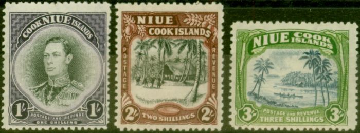 Rare Postage Stamp from Niue Cook Islands 1938 Set of 3 SG75-77 Fine Very Lightly Mtd Mint