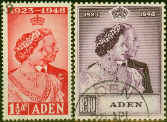 Aden 1949 RSW Set of 2 SG30-31 V.F.U King George VI (1936-1952) Collectible Royal Silver Wedding Stamp Sets
