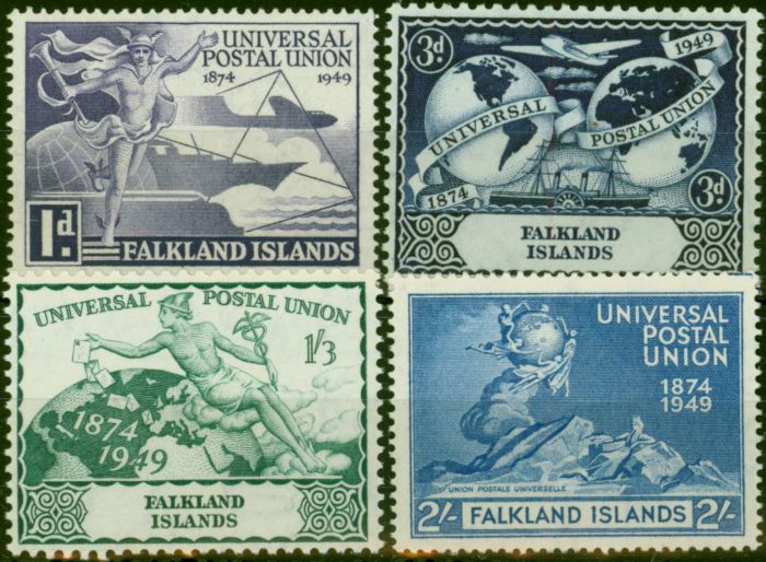 Falkland Islands 1949 UPU Set of 4 SG168-171 Fine & Fresh LMM  King George VI (1936-1952) Collectible Universal Postal Union Stamp Sets