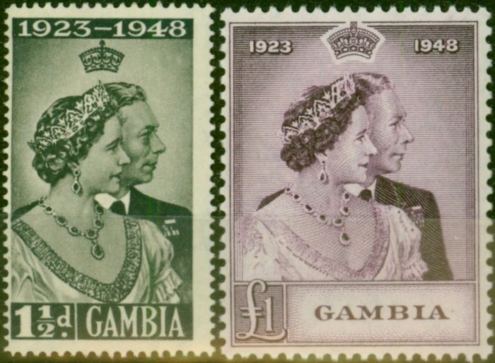 Gambia 1948 RSW Set of 2 SG164-165 Fine & Fresh MM  King George VI (1936-1952) Collectible Royal Silver Wedding Stamp Sets