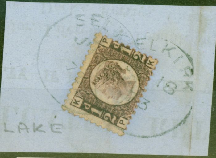Collectible Postage Stamp from GB 1870 1/2d Lake SG48 Pl 5 V.F.U `SELKIRK JA 18 73` CDS on Piece