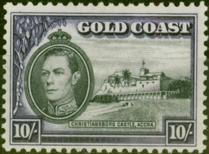 Old Postage Stamp from Gold Coast 1940 10s Black & Violet SG139 Fine Mtd Mint