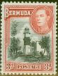Old Postage Stamp from Bermuda 1938 3d Black & Rose-Red SG114 Fine Very Lightly Mtd Mint