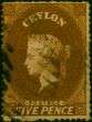 Ceylon 1861 5d Chestnut SG22 Fine Used (2) Queen Victoria (1840-1901) Collectible Stamps