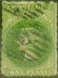 Rare Postage Stamp from South Australia 1869 1d Deep Yellow-Green SG24 Fine Used
