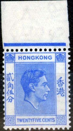 Old Postage Stamp from Hong Kong 1938 25c Brt Blue SG149 Fine Mtd Mint