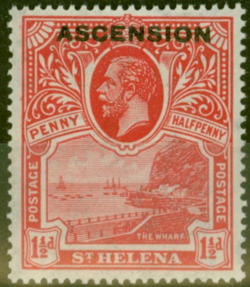 Valuable Postage Stamp from Ascension 1922 1 1/2d Rose-Scarlet SG3 V.F MNH