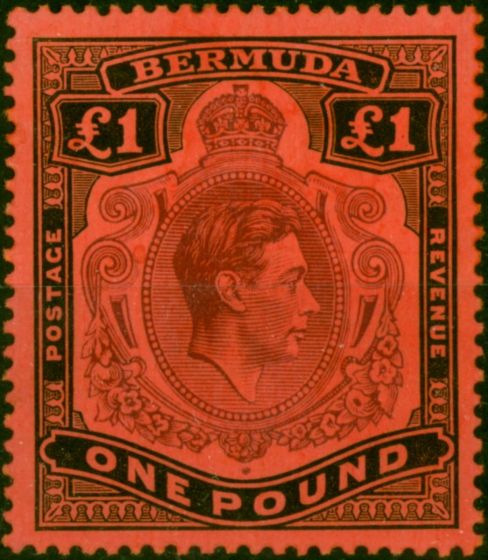 Bermuda 1938 £1 Purple & Black-Red SG121 Fine LMM  King George VI (1936-1952) Rare Stamps