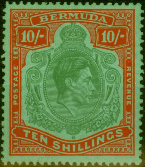 Valuable Postage Stamp Bermuda 1951 10s Green & Vermilion-Green SG119e Fine MNH
