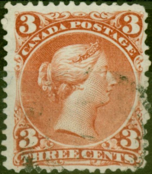Old Postage Stamp Canada 1868 3c Brown-Red SG58 Fine Used