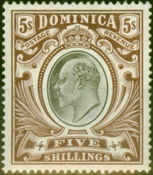 Rare Postage Stamp Dominica 1908 5s Black & Brown SG46 Very Fine & Fresh LMM