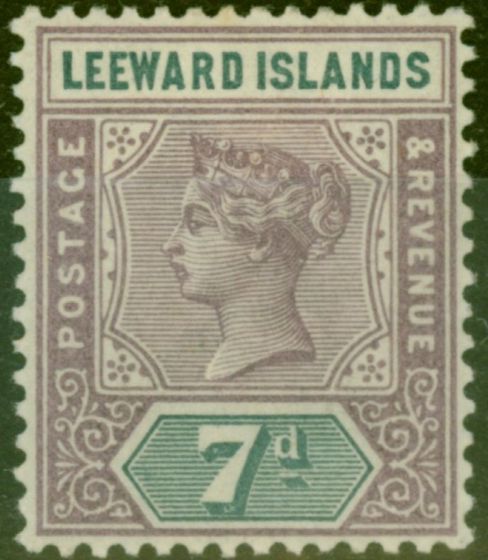 Collectible Postage Stamp from Leeward Islands 1890 7d Dull Mauve & Slate SG6 V.F Lightly Mtd Mint