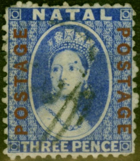 Rare Postage Stamp from Natal 1872 3d Bright Blue SG61 Fine Used