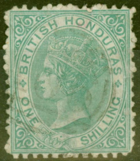 Valuable Postage Stamp from British Honduras 1872 1s Green SG10 P.12.5 Fine Used