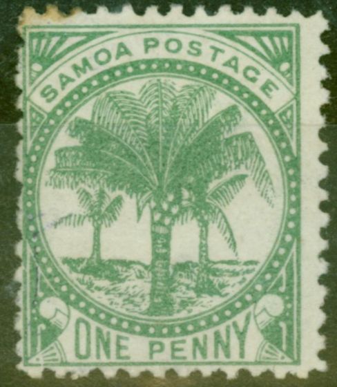 Collectible Postage Stamp from Samoa 1886 1d Yellow-Green SG22 P.12.5 Fine Mtd Mint