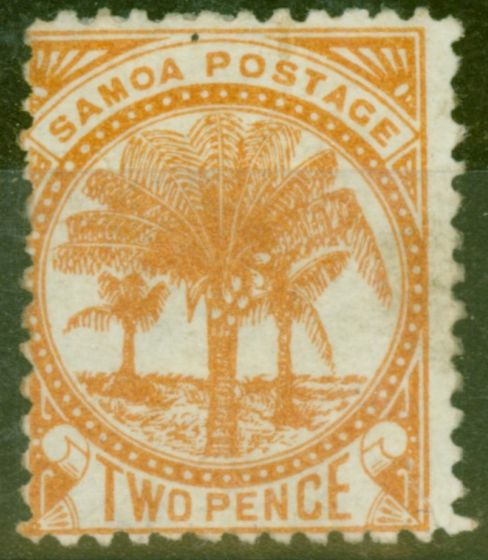 Rare Postage Stamp from Samoa 1886 2d Dull Orange SG23 Fine Mtd Mint