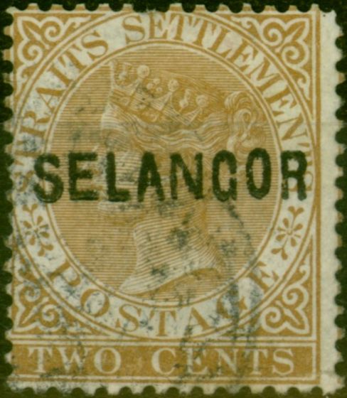 Valuable Postage Stamp from Selangor 1883 2c Brown SG18 Type 16 Good Used