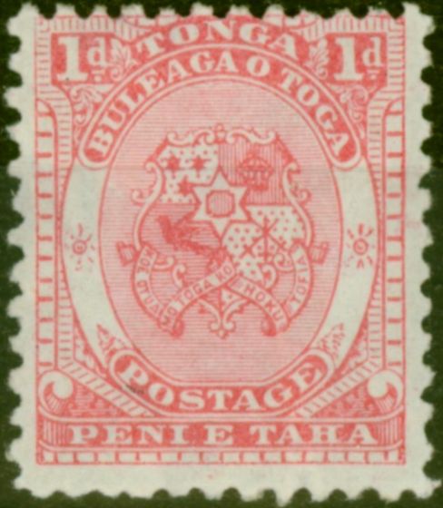 Rare Postage Stamp Tonga 1892 1d Pale Rose SG10 Fine MM