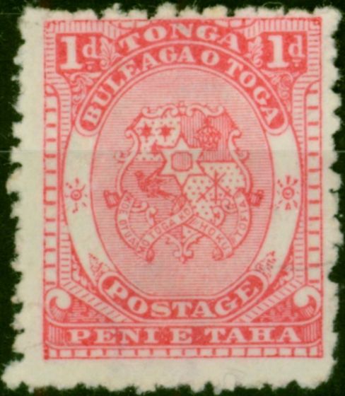 Tonga 1892 1d Pale Rose SG10 Fine Unused  Queen Victoria (1840-1901) Collectible Stamps