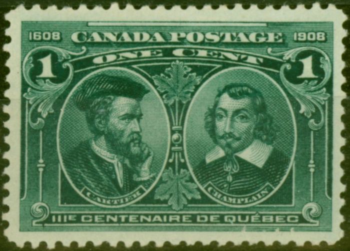 Rare Postage Stamp Canada 1908 1c Blue-Green SG189 Fine MM