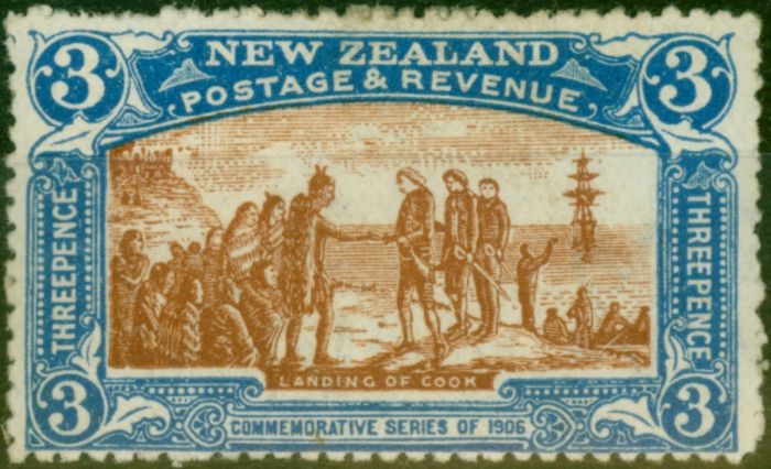 Valuable Postage Stamp New Zealand 1906 3d Brown & Blue SG372 Good MM