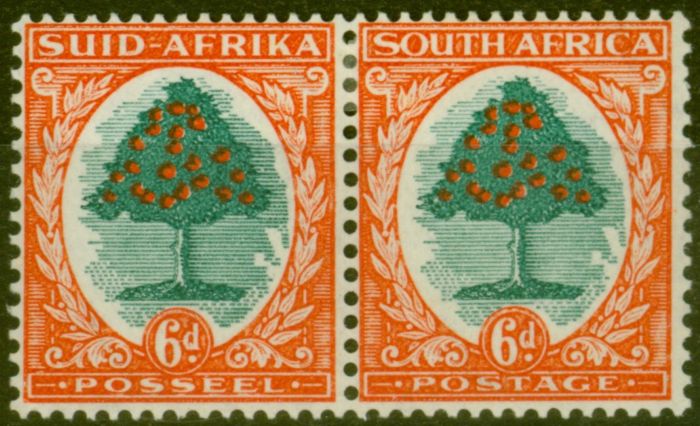 Collectible Postage Stamp from South Africa 1937 6d Green & Vermilion SG61 Die I Fine Mtd Mint