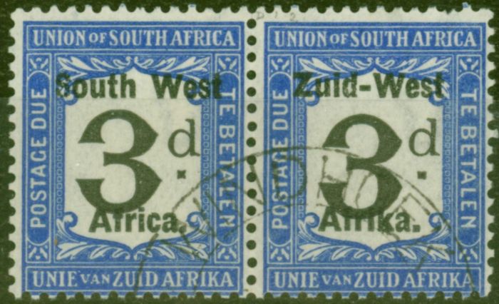 Rare Postage Stamp from South West Africa 1923 3d Black & Blue SGD12 V.F.U