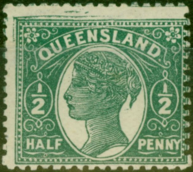Collectible Postage Stamp from Queensland 1895 1/2d Green SG208var Frame Line Double at Top Fine MNH