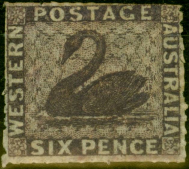 Old Postage Stamp from Western Australia 1864 6d Deep Lilac SG51 Good Mtd Mint