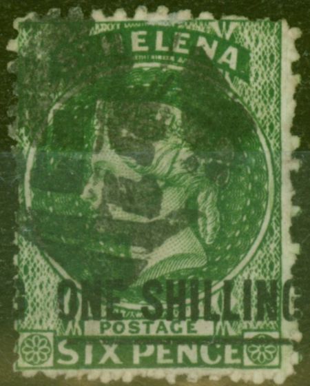 Valuable Postage Stamp from St Helena 1871 1s Dp Green SG19 Good used