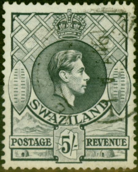 Valuable Postage Stamp from Swaziland 1938 5s Grey SG37 Fine Used
