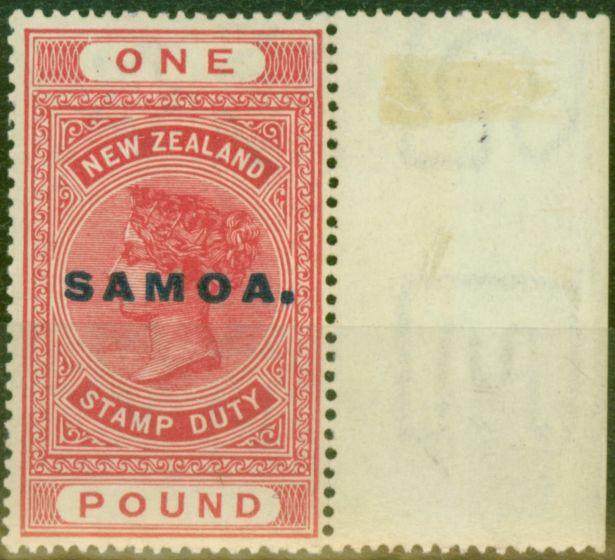 Rare Postage Stamp from Samoa 1918 £1 Rose-Carmine SG132 Fine Lightly Mtd Mint