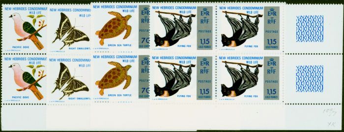 Collectible Postage Stamp from New Hebrides 1974 Wildlife Set of 4 SG184-187 V.F MNH Corner Block of 4