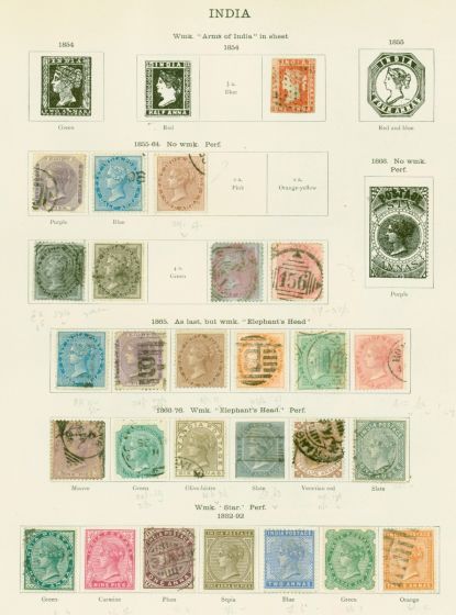 India QV-KGV Mint & Used Stamp Collection on Ideal Album pages
