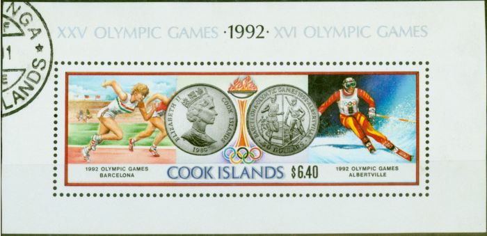 Old Postage Stamp from Cook Islands 1992 Summer & Winter Olympic Games Mini Sheet SGMS1245 V.F.U