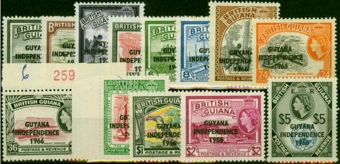 Valuable Postage Stamp Guyana 1966 Set of 13 SG385-398 Ex SG48c V.F VLMM