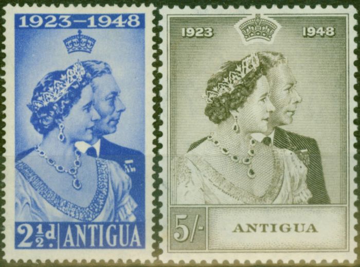 Antigua 1949 RSW set of 2 SG112-113 Fine Lightly Mtd Mint King George VI (1936-1952) Old Royal Silver Wedding Stamp Sets