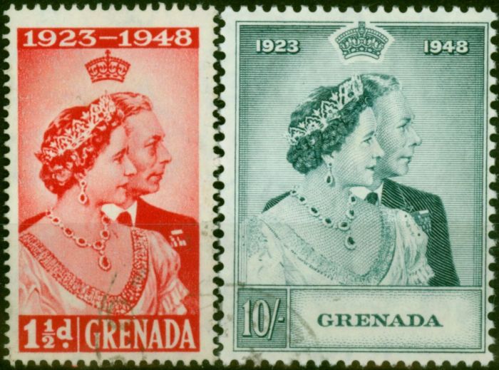 Grenada 1948 RSW Set of 2 SG166-167 V.F.U King George VI (1936-1952) Old Royal Silver Wedding Stamp Sets