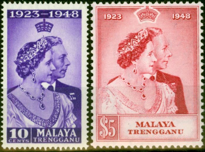 Collectible Postage Stamp from Trengganu 1948 Set of 2 SG61-62 Fine & Fresh Mtd Mint