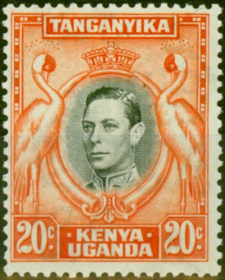Rare Postage Stamp from K.U.T 1938 20c Black & Orange SG139 P.13.25 Fine Lightly Mtd Mint