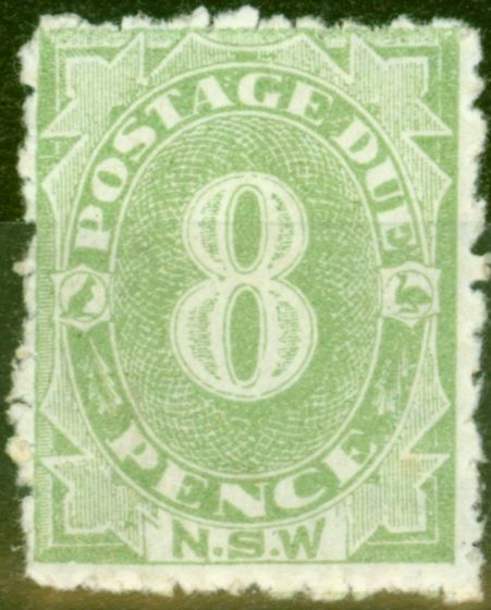 Rare Postage Stamp from N.S.W 1891 8d Green SGD7 Fine Lightly Mtd Mint