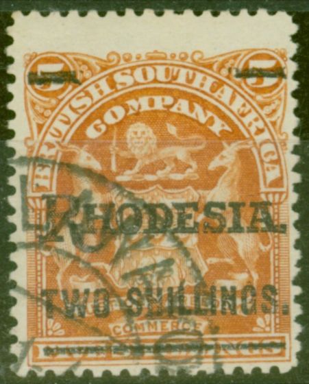 Valuable Postage Stamp from Rhodesia 1909 2s on 5s Orange SG118 Fine Used