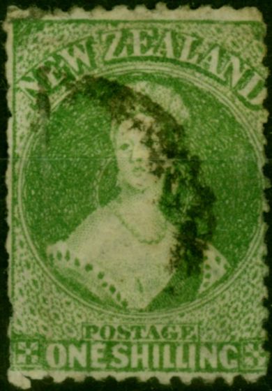 New Zealand 1864 1s Yellow-Green SG125 Good Used Queen Victoria (1840-1901) Valuable Stamps