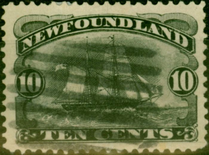 Rare Postage Stamp from Newfoundland 1887 10c Black SG54 Average Used