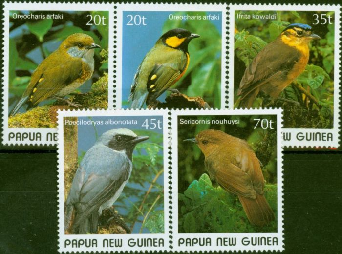 Old Postage Stamp Papua New Guinea 1989 Birds Set of 5 SG597-601 V.F MNH