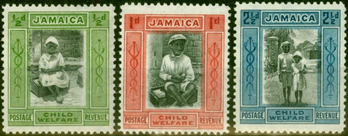 Rare Postage Stamp from Jamaica 1923 Child Welfare Set of 3 SG107-107c Fine Mtd Mint