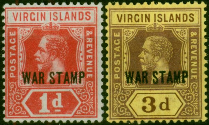 Virgin Islands 1919 War Stamp Set of 2 SG78b-79 Fine VLMM . King George V (1910-1936) Mint Stamps